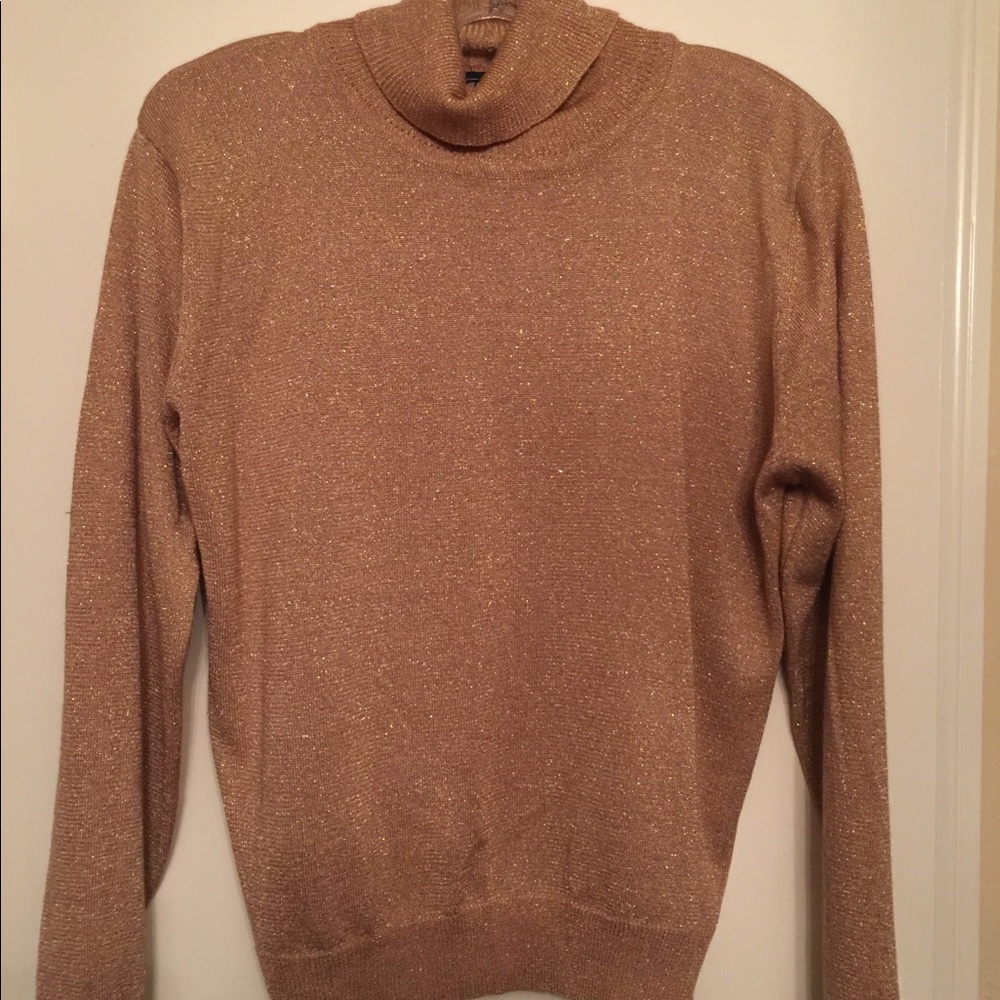 Gold metallic turtle neck sweater